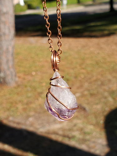 Amethyst Necklace Solid copper chain Crown chakra Unique design