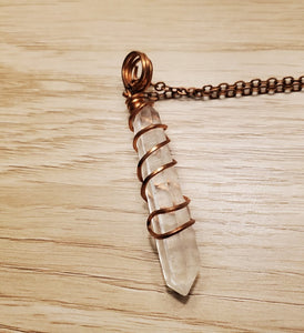 Clear Quartz Wand Pendant Necklace